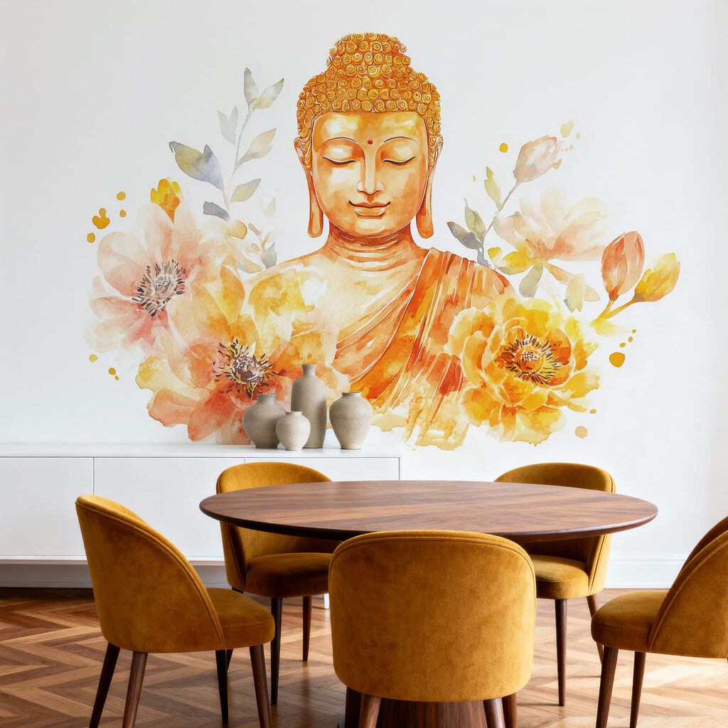 Boeddha tussen volle bloemen — interieur 3