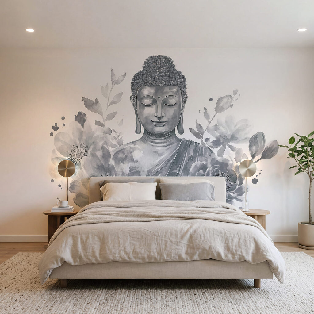 Boeddha tussen volle bloemen — interieur 2