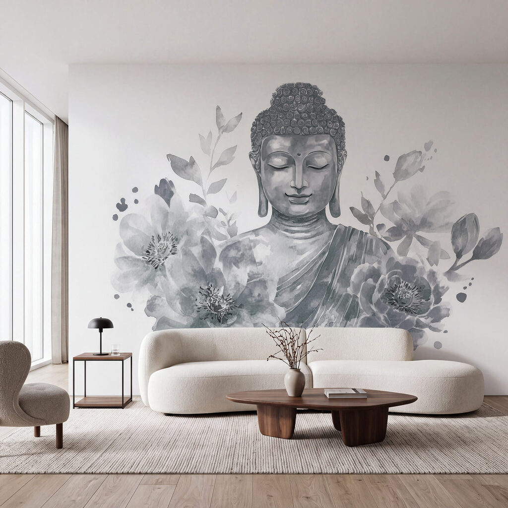 Boeddha tussen volle bloemen — interieur 1