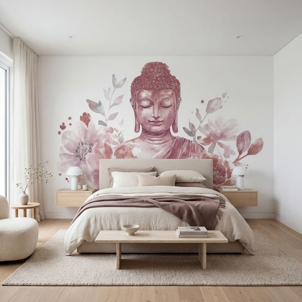 Boeddha tussen volle bloemen — interieur 2
