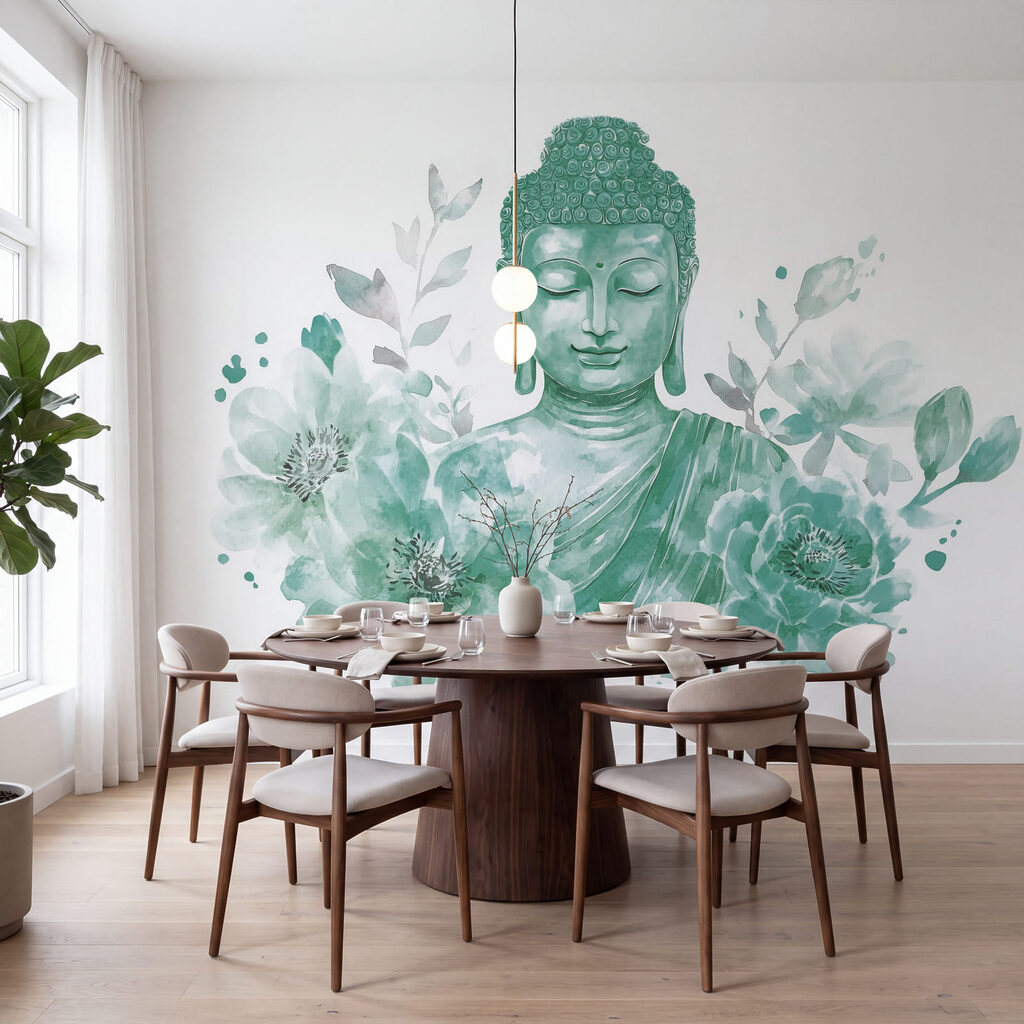 Boeddha tussen volle bloemen — interieur 3