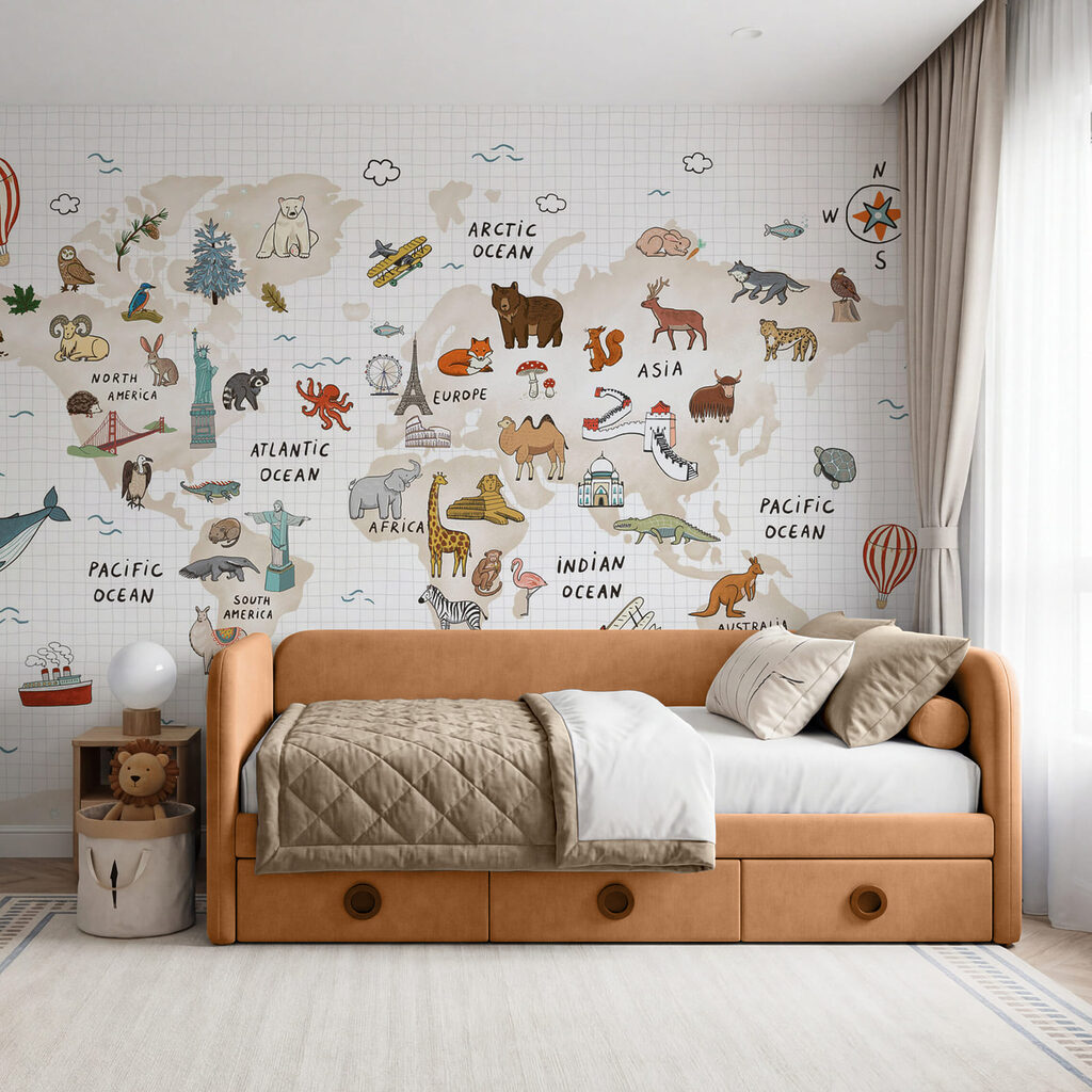 Dierenkaart met kleine reisroutes — interieur 2