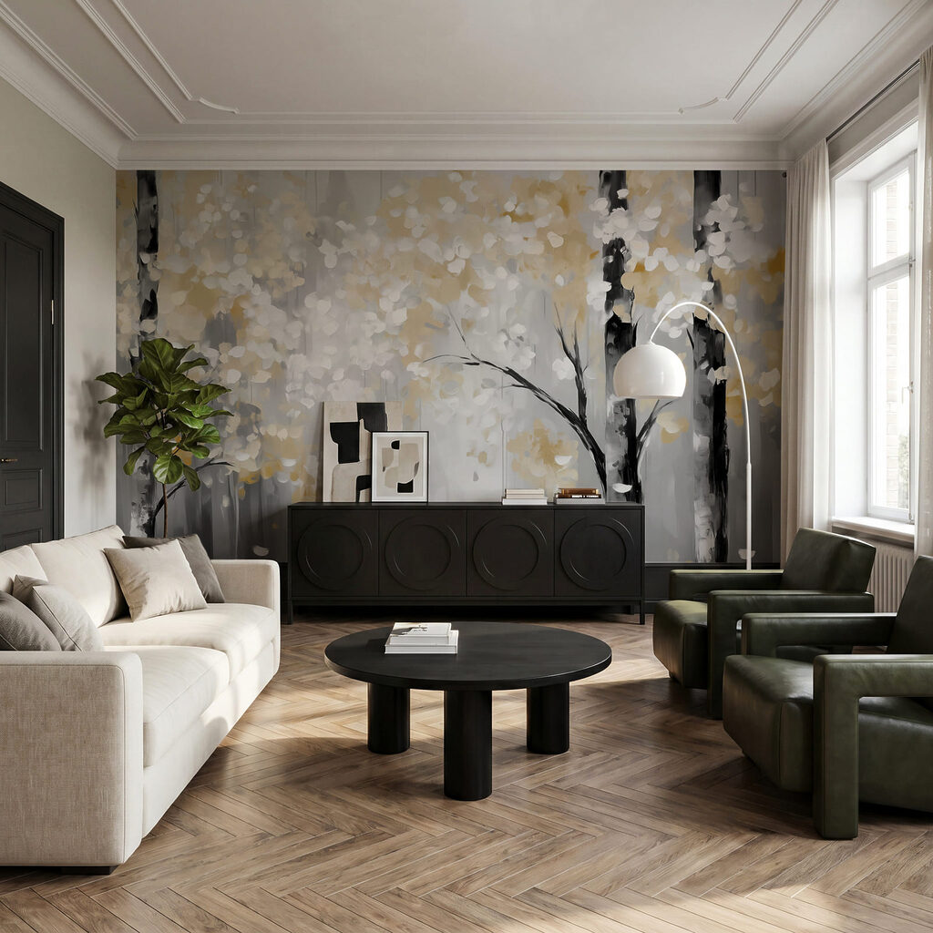 Een vredig herfsttafereel in het bos ontvouwt zich — interieur 1