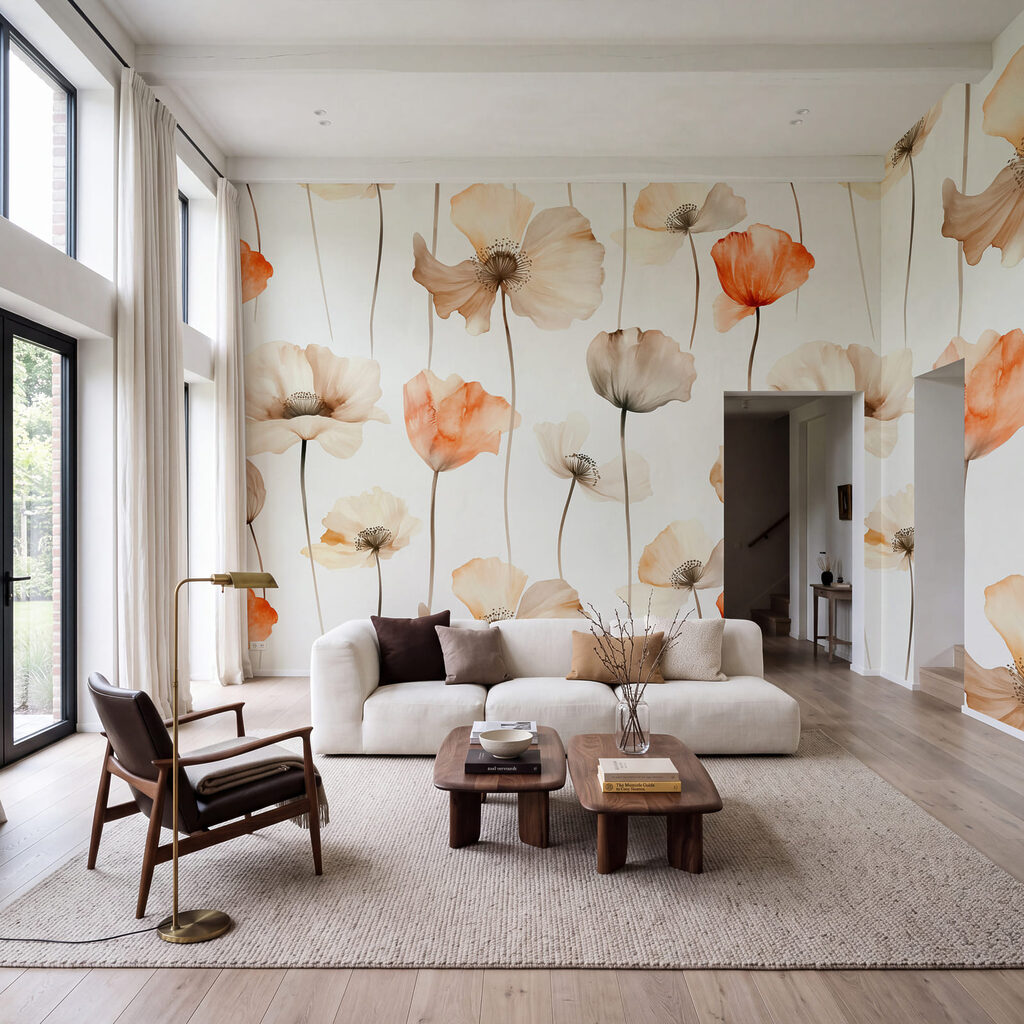 Bloemenpatroon op een witte achtergrond — interieur 2