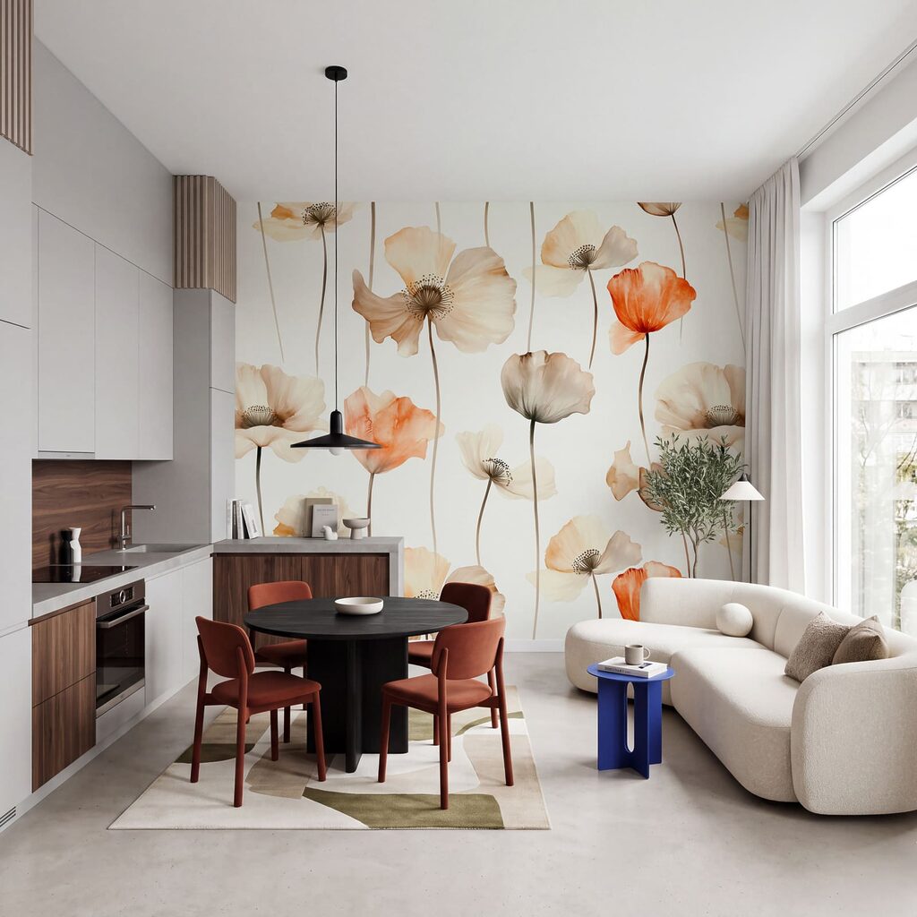 Bloemenpatroon op een witte achtergrond — interieur 3