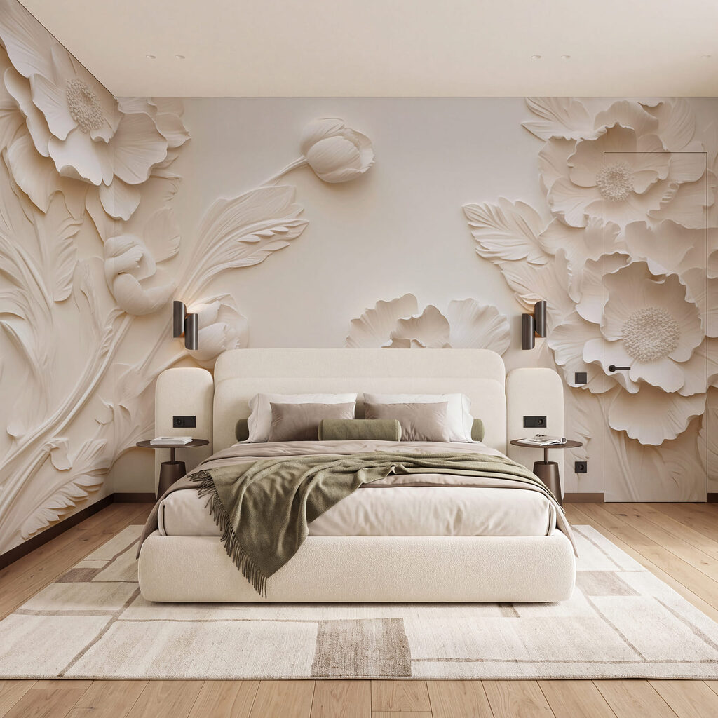 Speels bloemmotief in wit — interieur 2