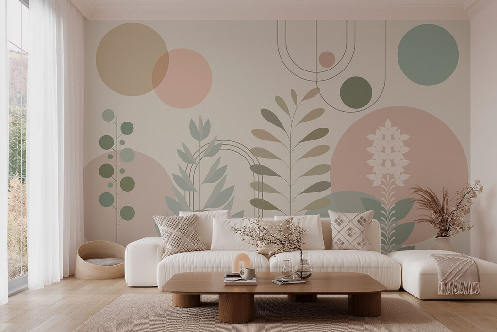 Abstract botanisch ontwerp met zachte kleuren — interieur 5