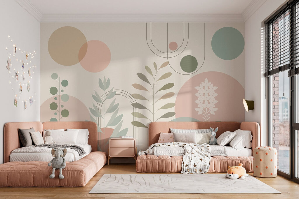 Abstract botanisch ontwerp met zachte kleuren — interieur 4