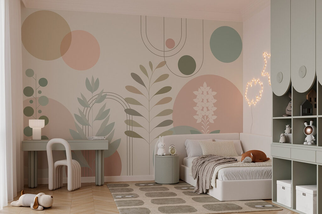 Abstract botanisch ontwerp met zachte kleuren — interieur 3