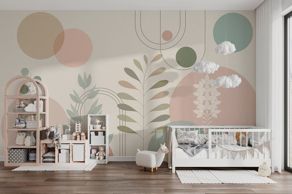 Abstract botanisch ontwerp met zachte kleuren — interieur 2
