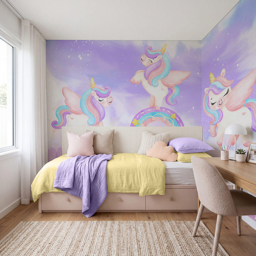 Eenhoorns in een pasteltuin — interieur 2