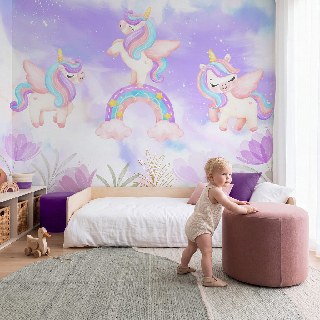Eenhoorns in een pasteltuin — interieur 3