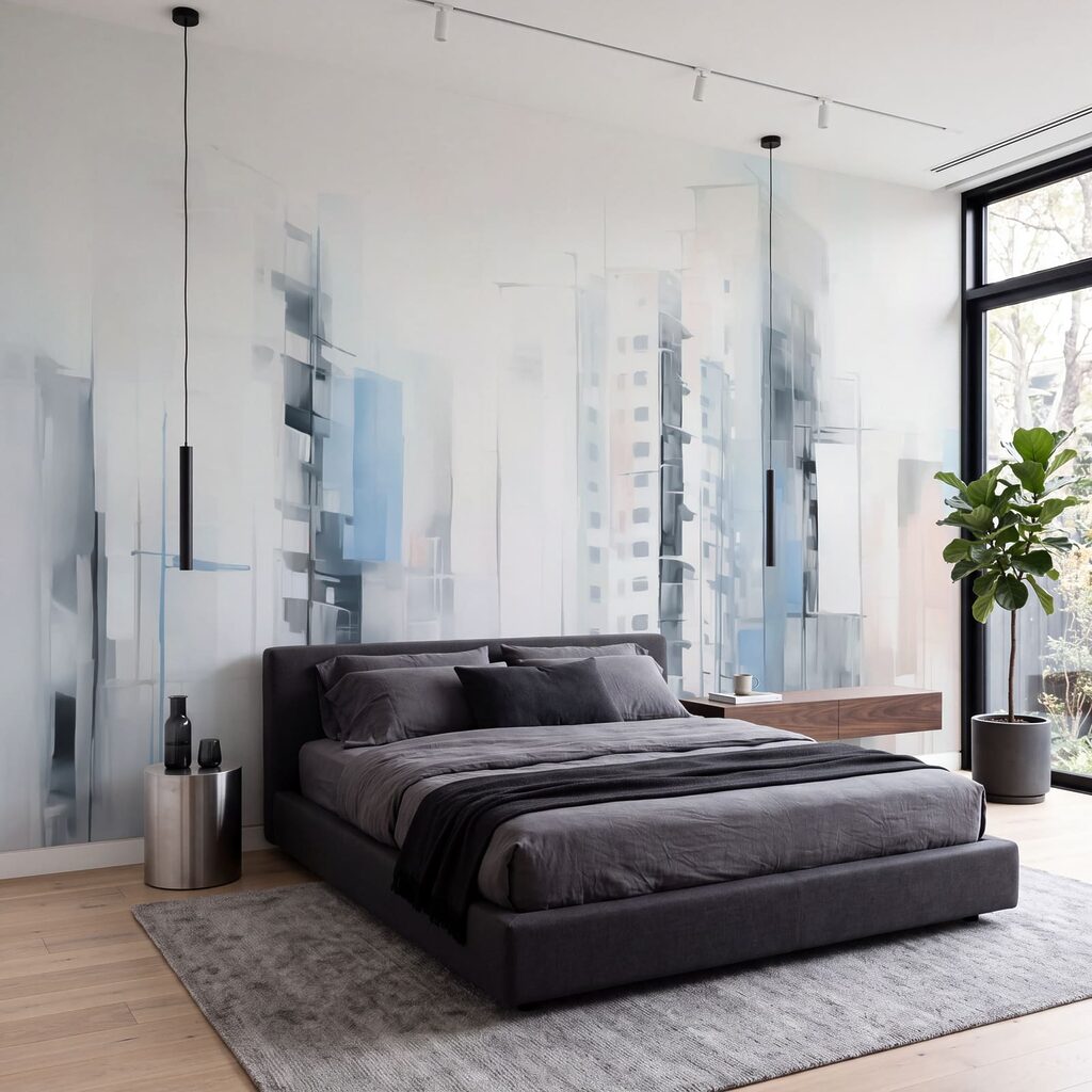 Stadsgezicht met veel gebouwen in een interieur