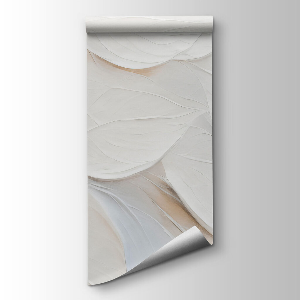 Schilderij met witte bladeren op een witte ondergrond — productweergave