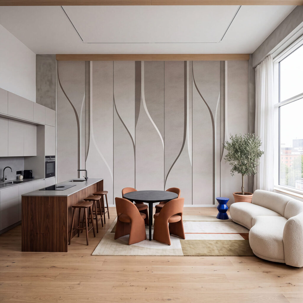 Elegante lijnen zorgen voor fascinerende dimensies in een interieur