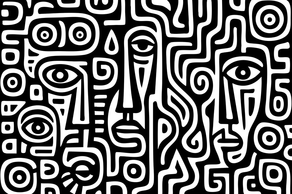 Zwart-witpatroon van gezichten — volledig ontwerp