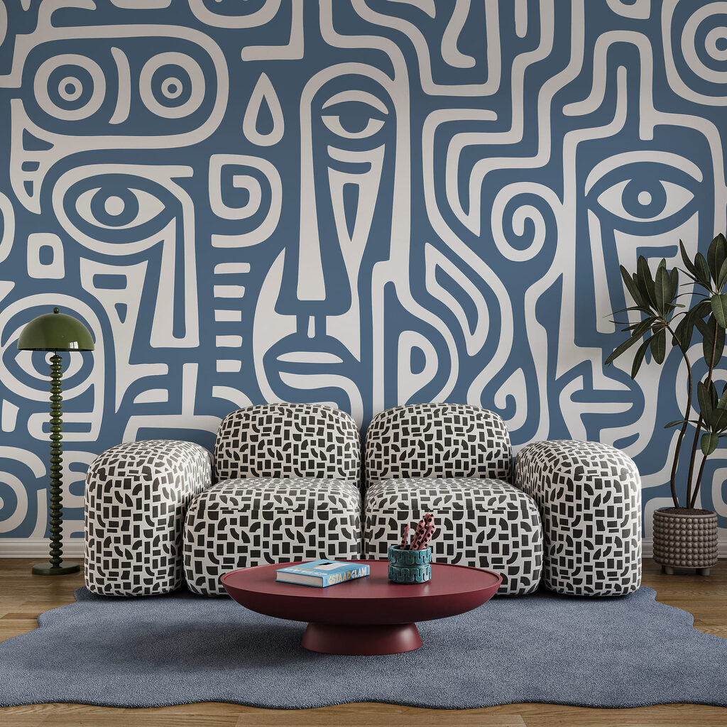 Patroon van gezichten en lijnen — interieur 2