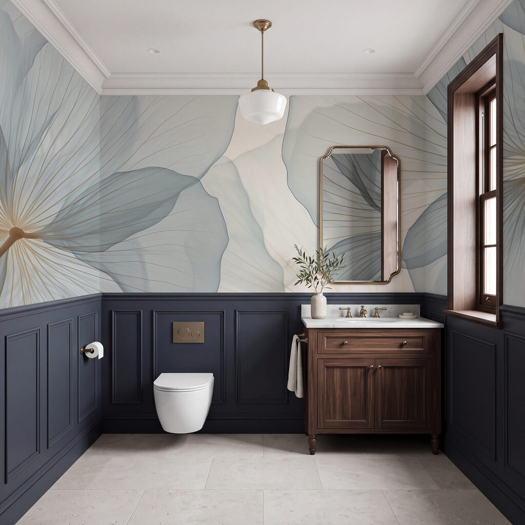 Fijne bloemblaadjes in zachte tinten in een interieur