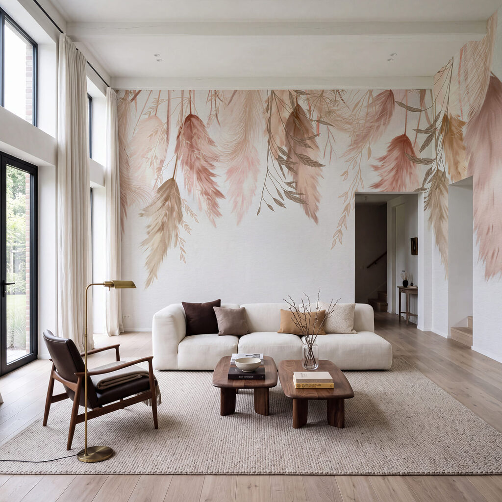 Zachte, luchtige patronen in pasteltinten in een interieur