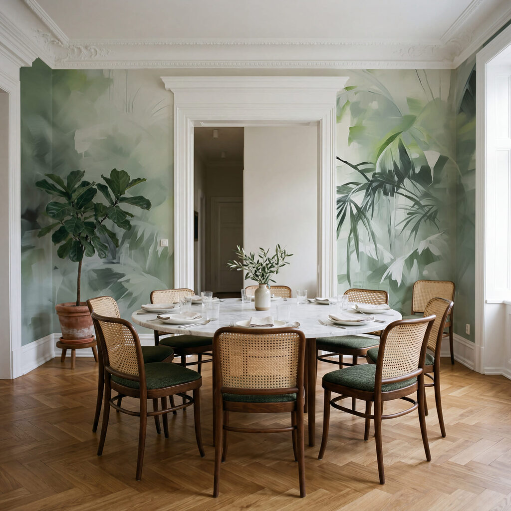 Schilderij van een bos in een interieur