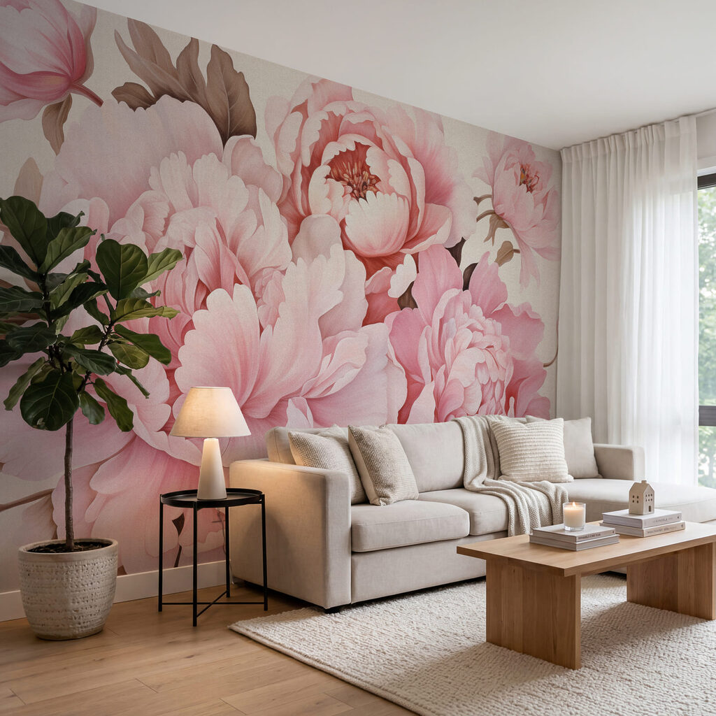 Groep roze bloemen — interieur 3