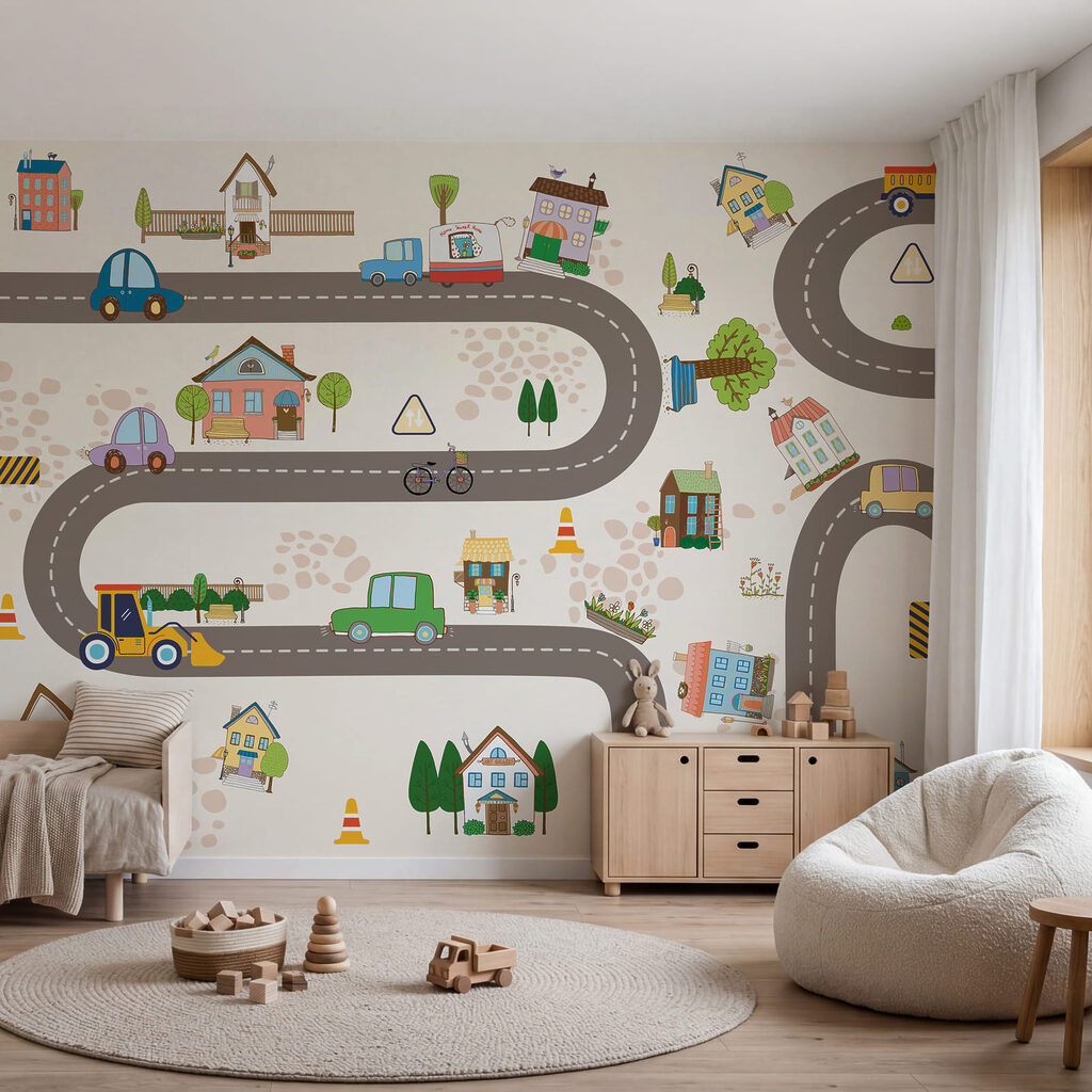 Kaart van een stad in een interieur