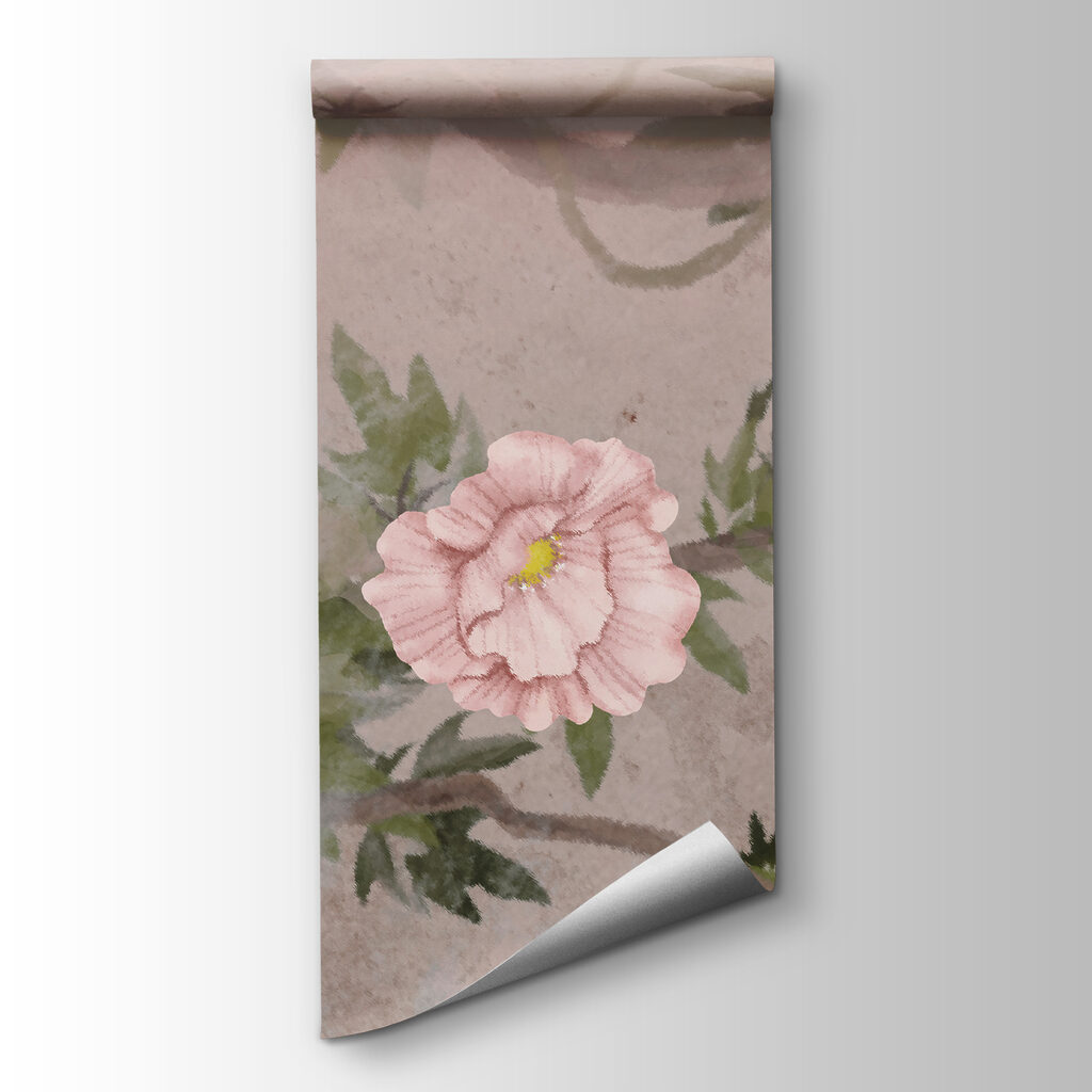 Schilderij van een boom met bloemen en een lantaarn — productweergave