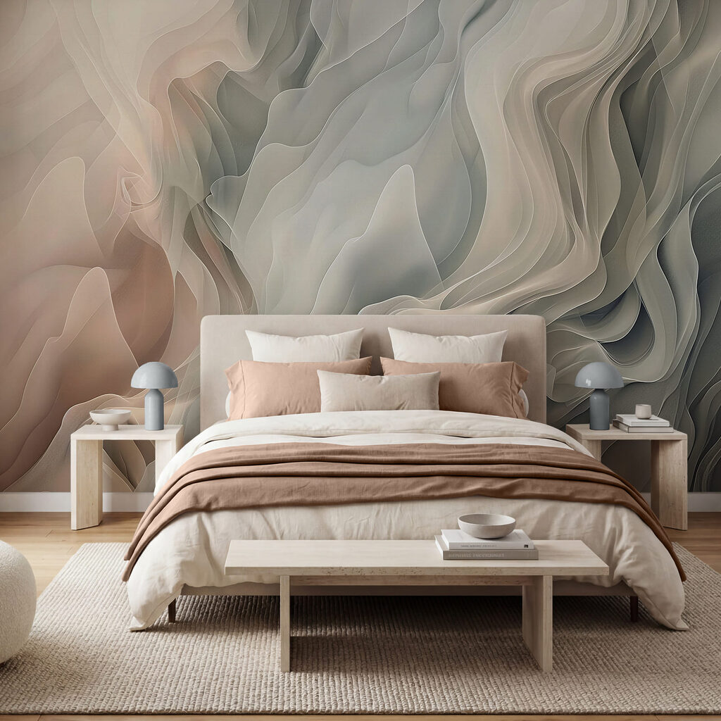 Zachte golven van abstracte kleuren in een interieur