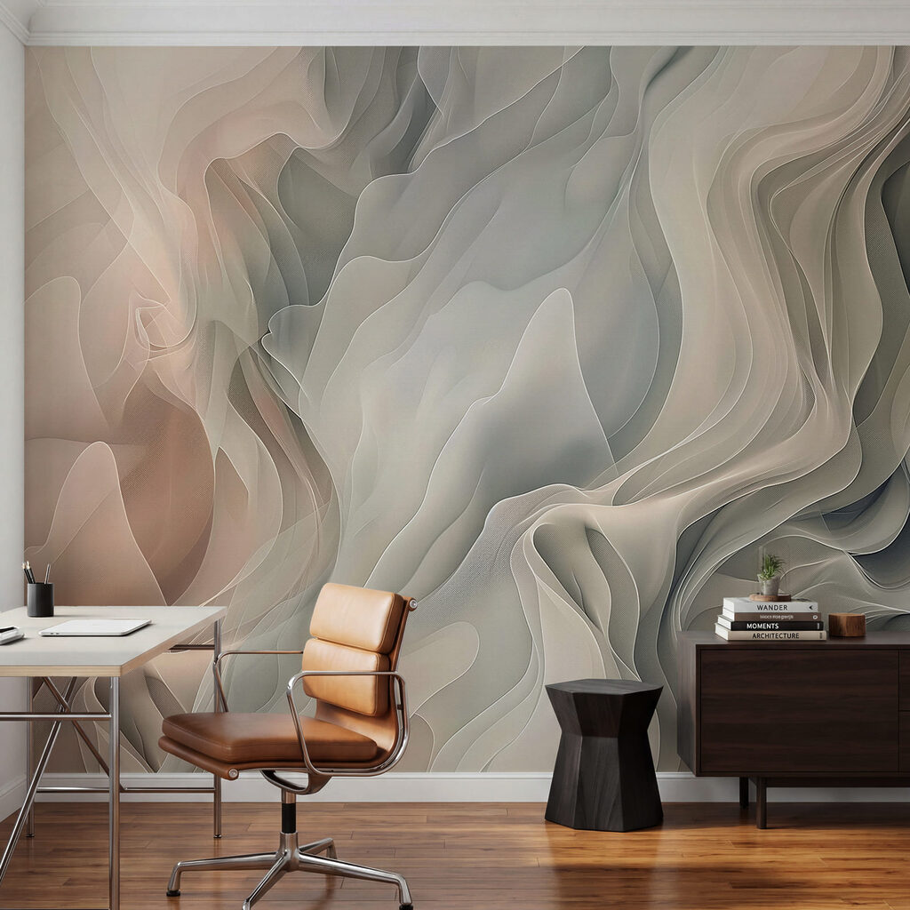 Perzikroze en grijze plooien — interieur 3