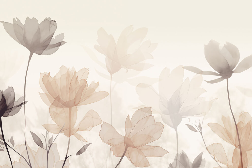 Doorzichtige bloemen met bladeren — volledig ontwerp