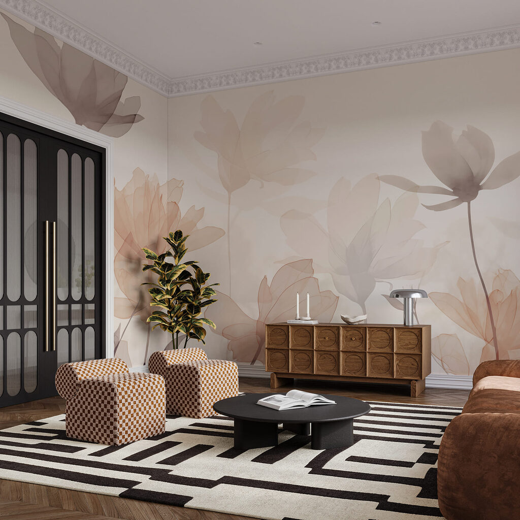 Doorzichtige bloemen met bladeren — interieur 3