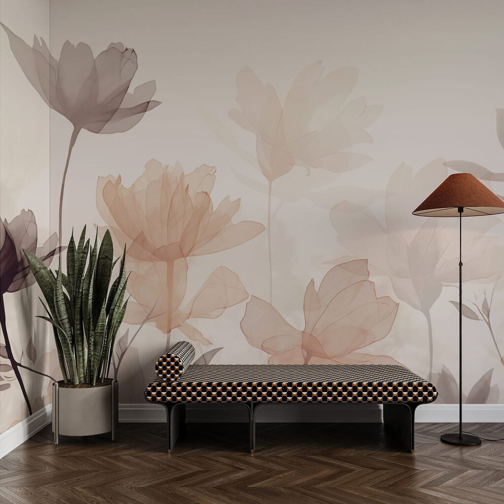Doorzichtige bloemen met bladeren — interieur 1
