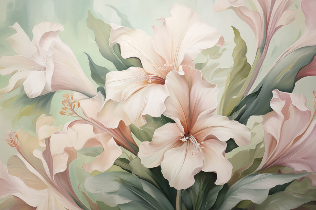 Verfijnde bloemen in zachte tinten — volledig ontwerp