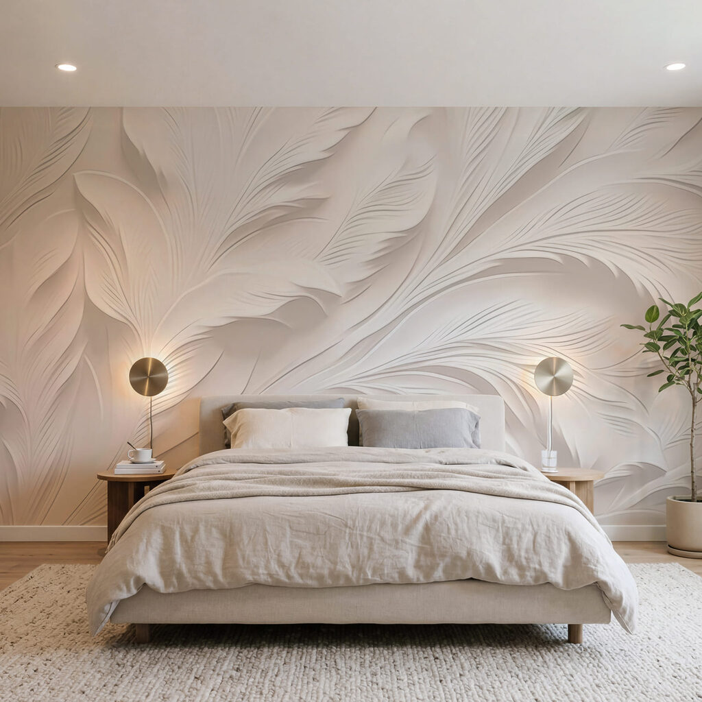Wit verenpatroon op een witte achtergrond — interieur 2