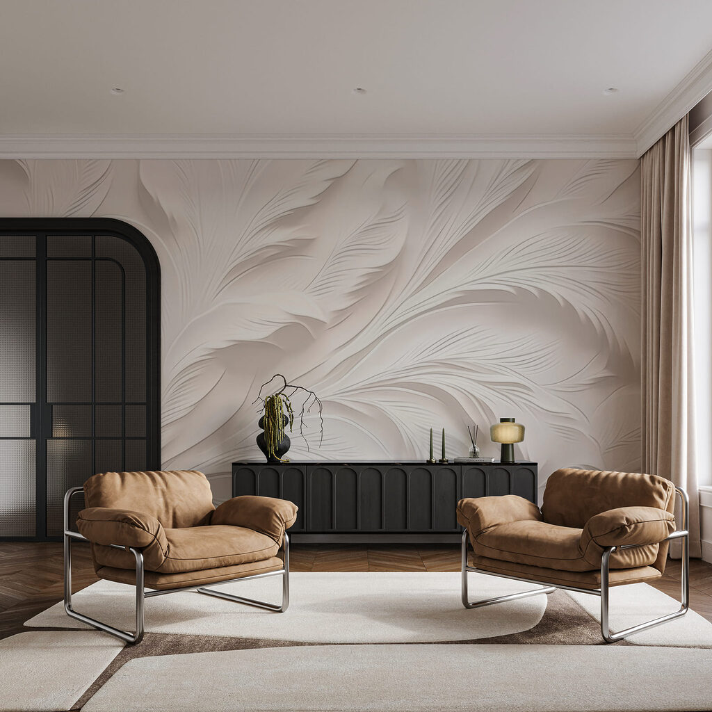 Wit verenpatroon op een witte achtergrond — interieur 3