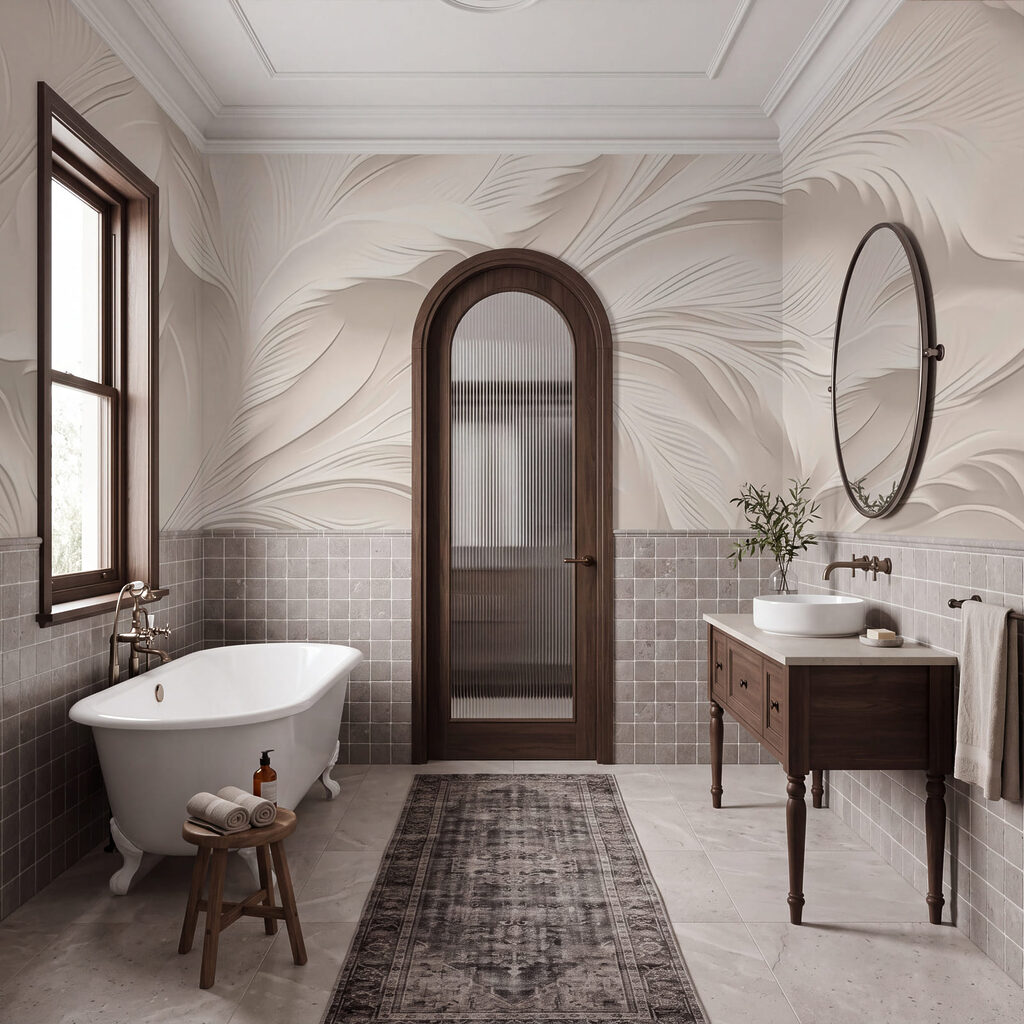 Wit verenpatroon op een witte achtergrond in een interieur