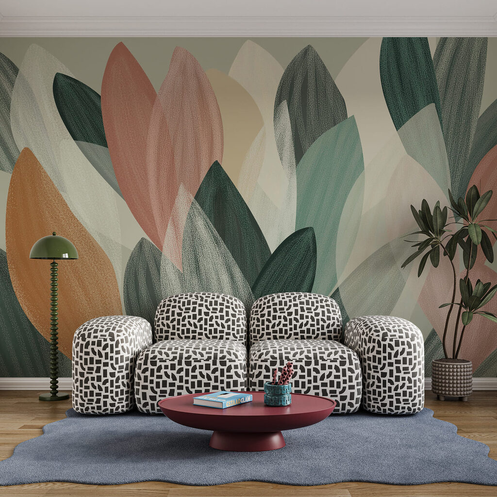 - Levendig blad in harmonieuze kleuren in een interieur