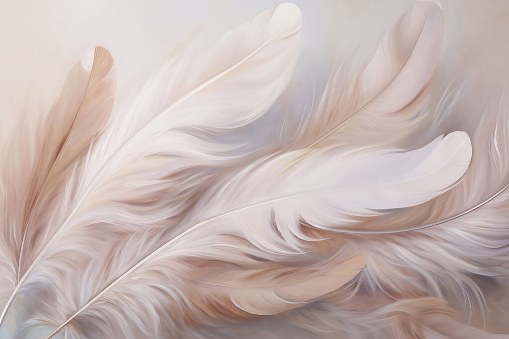 Fijne veren in zachte pasteltinten — volledig ontwerp