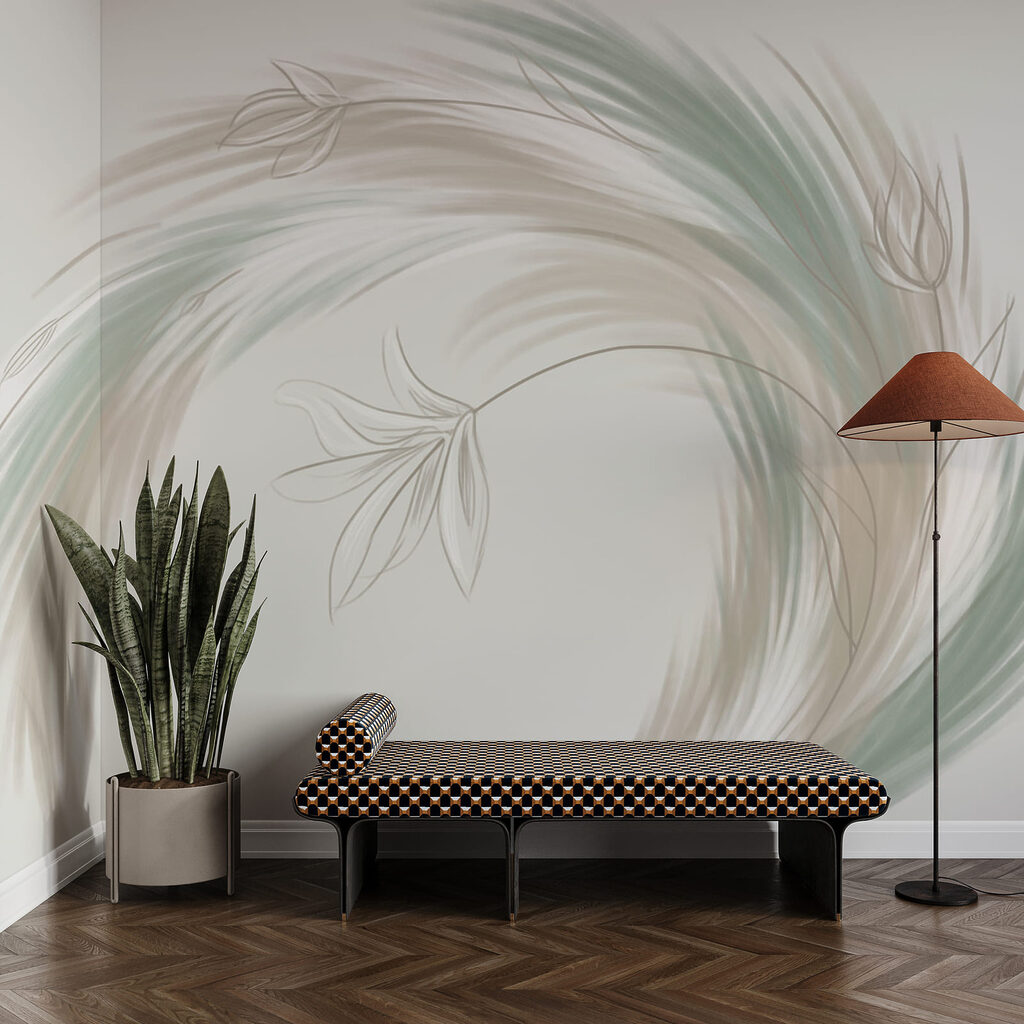 Groene veren draaien rond — interieur 3