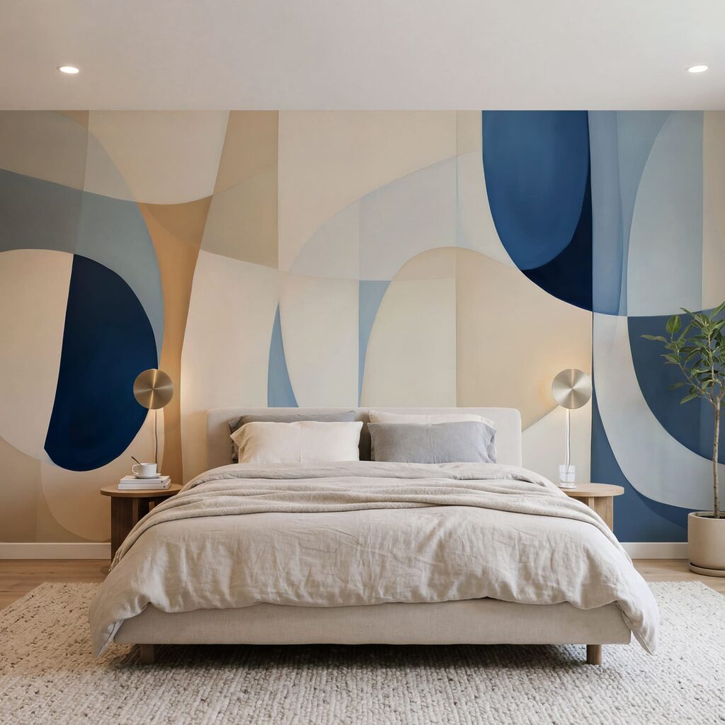 Blauwe bogen in crème — interieur 2