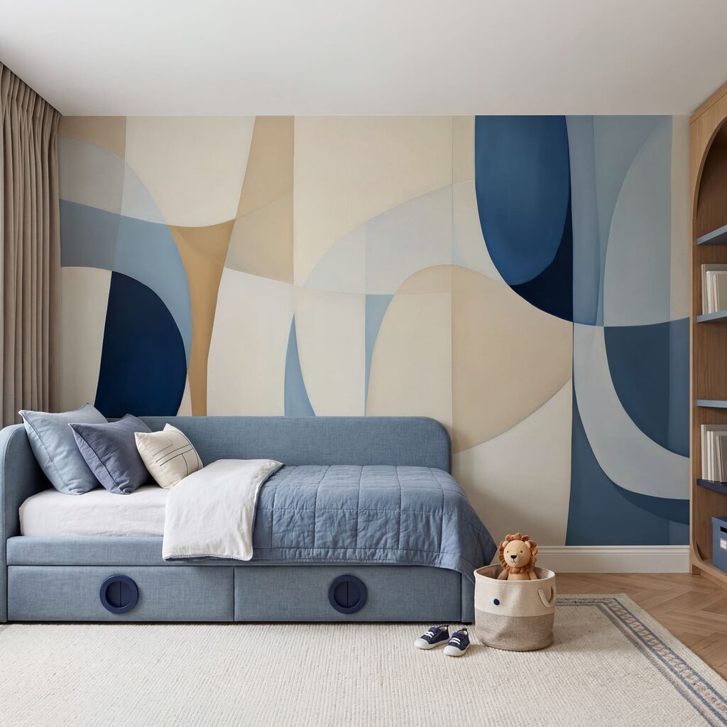 Blauwe bogen in crème — interieur 3