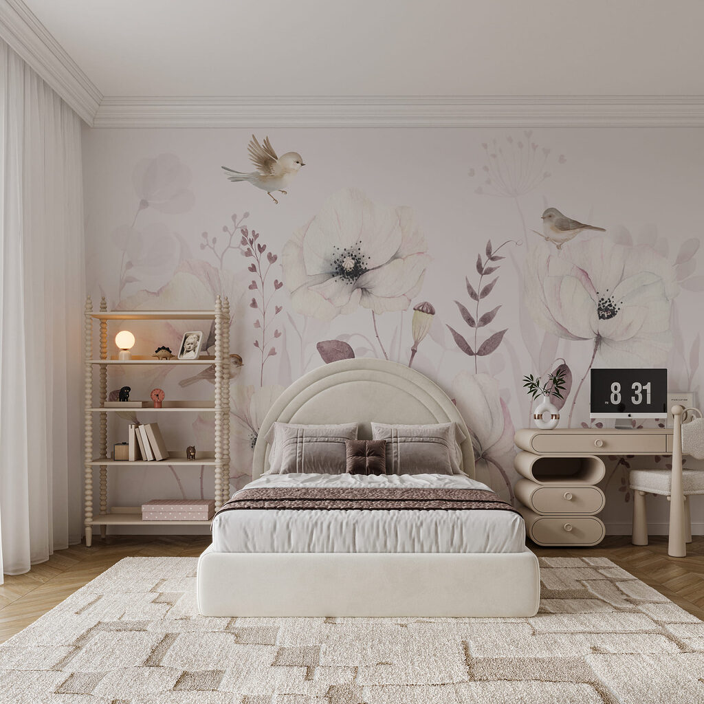 Schilderij van bloemen en vogels — interieur 3