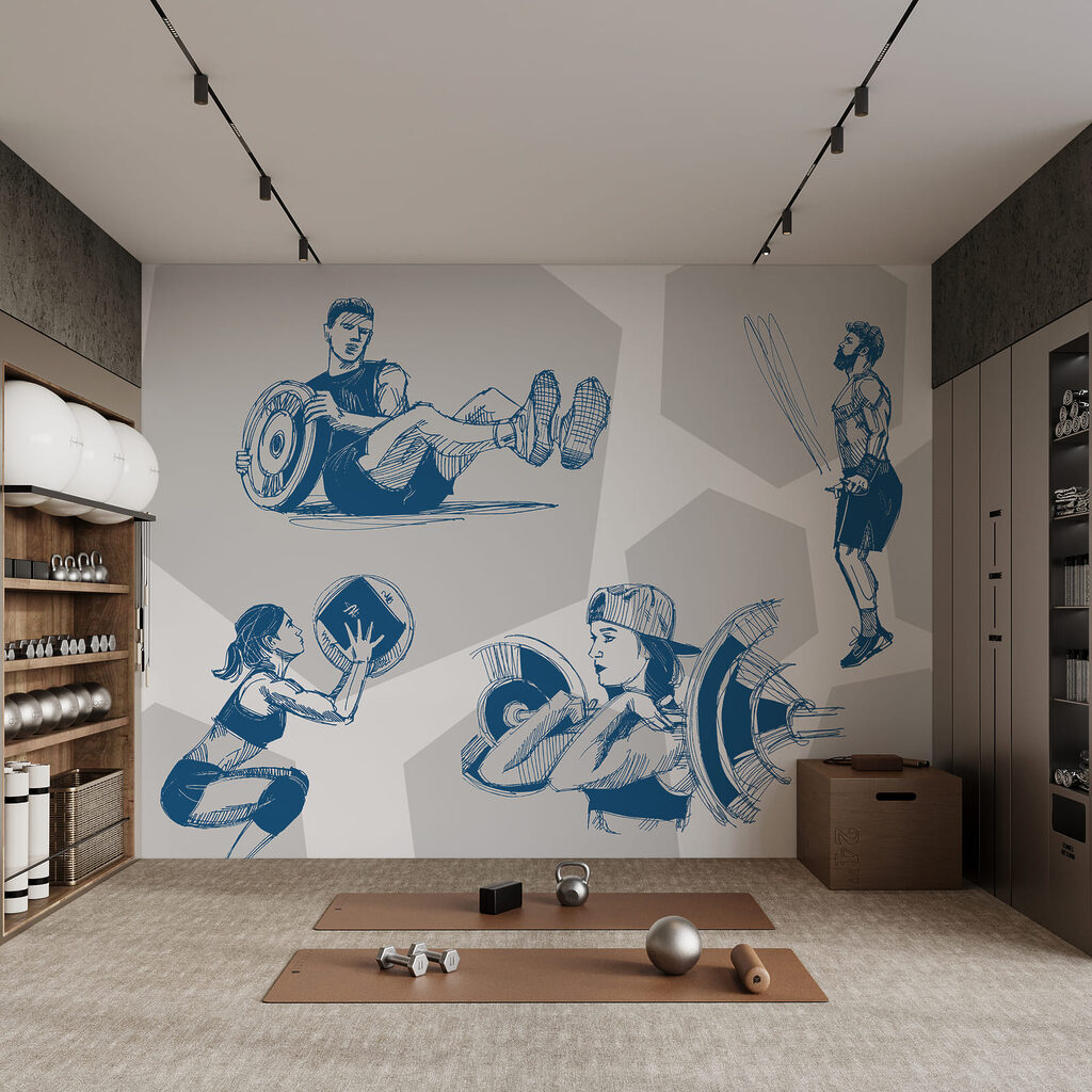 Collage van foto's van een man en een vrouw die squats doen — interieur 3