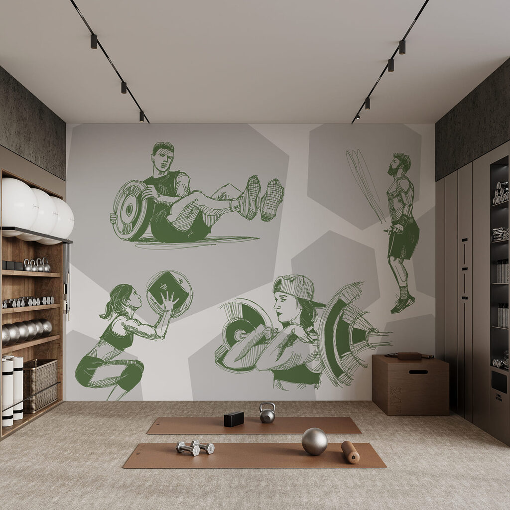 Collage van foto’s van een man en een vrouw die squats doen — interieur 3