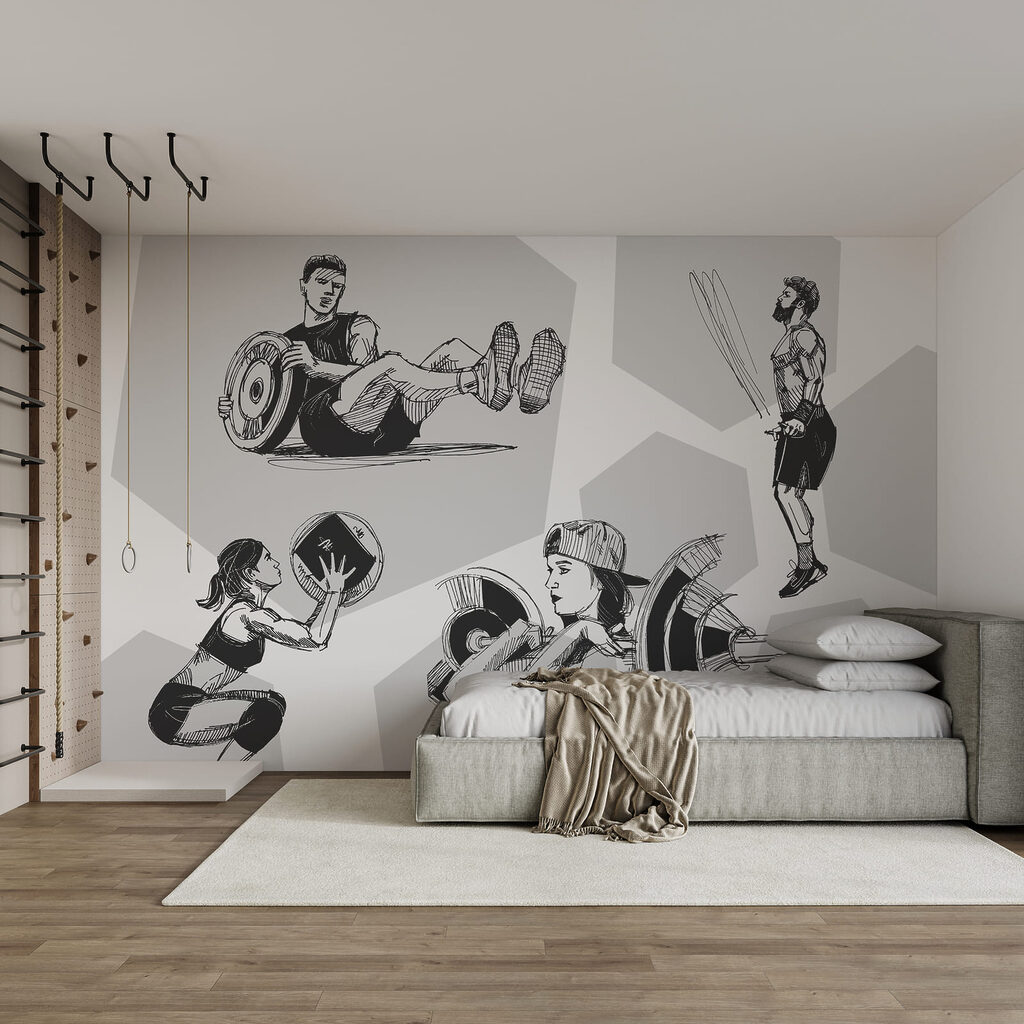 Een groep mensen die squats doet — interieur 2
