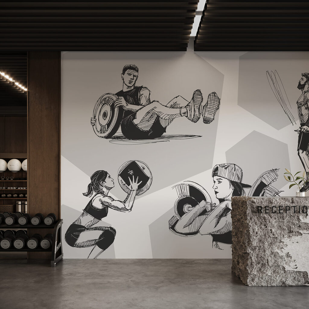Een groep mensen die squats doet — interieur 3