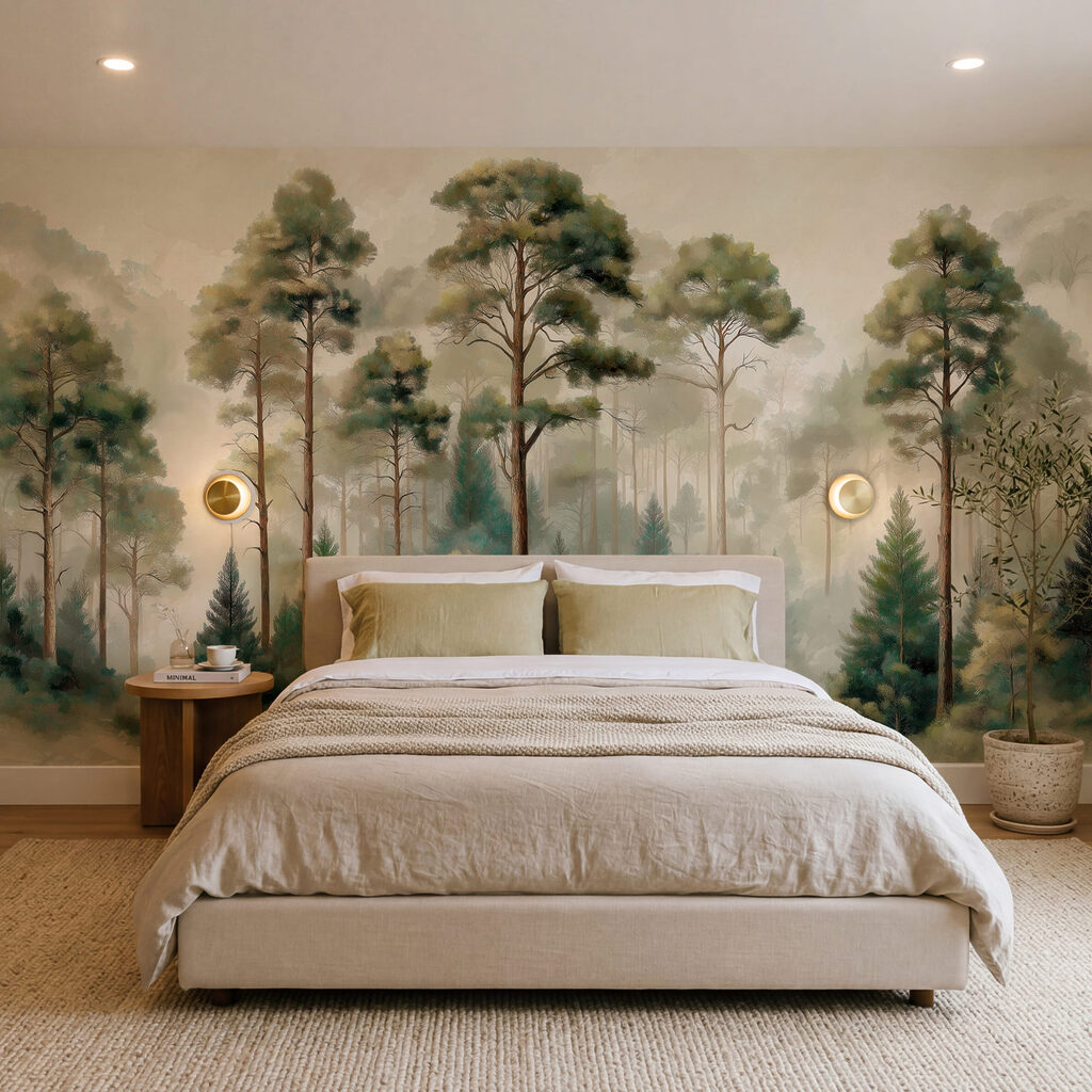 Hoge bomen in ochtendgroen — interieur 2