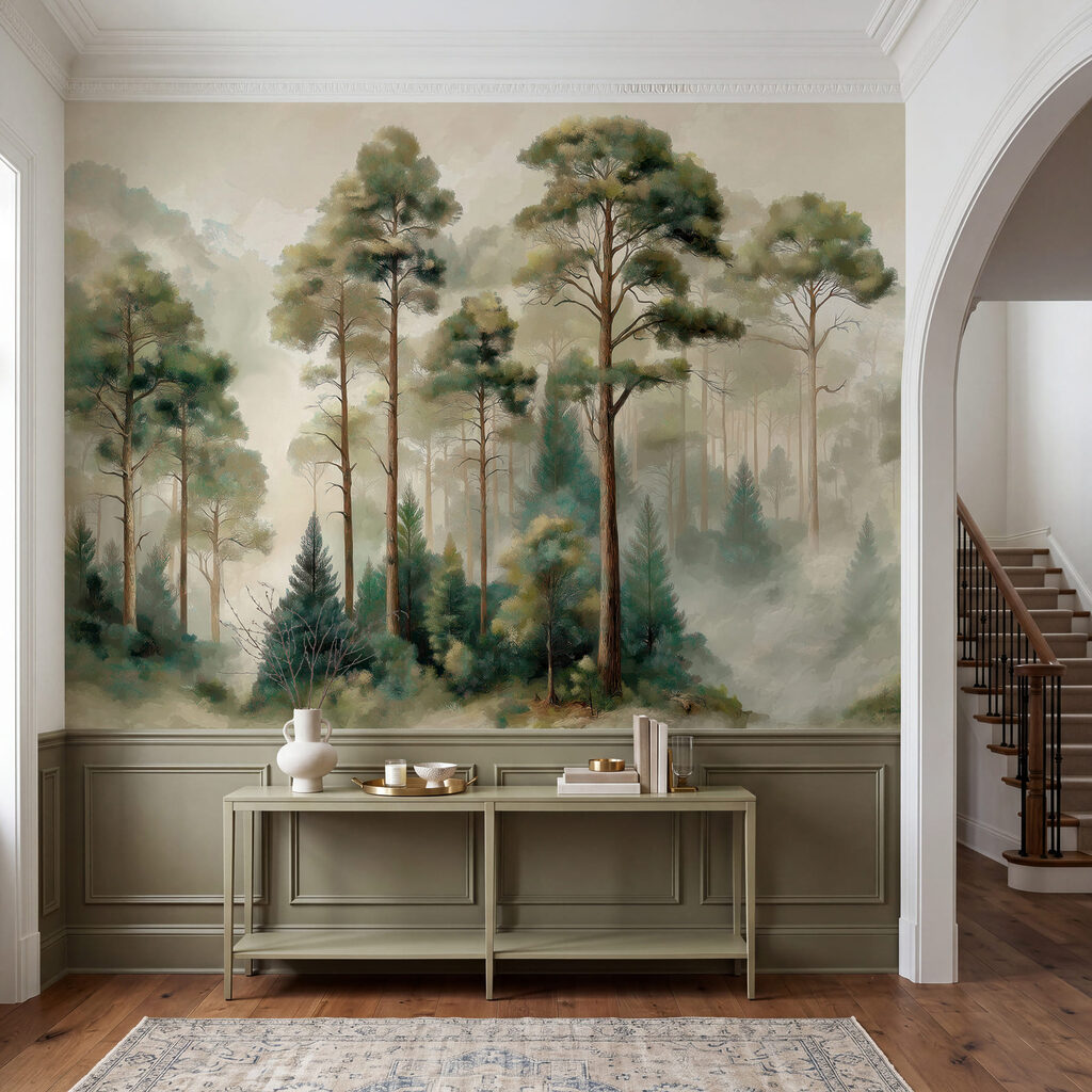 Hoge bomen in ochtendgroen — interieur 3