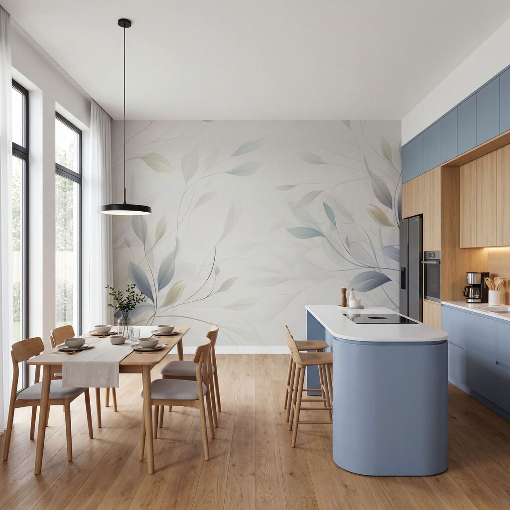 Witte achtergrond met bladeren — interieur 3