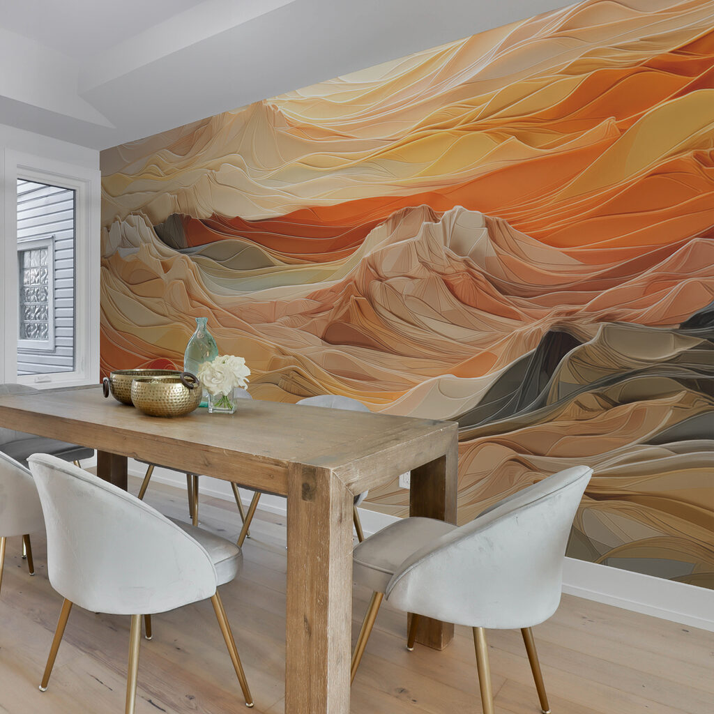 Oranje lagen als rotsgolven — interieur 1